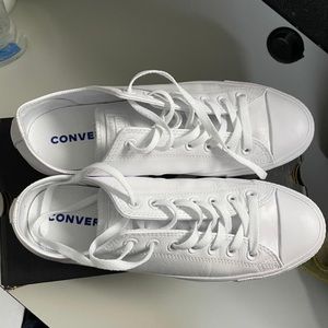 Leather white converse